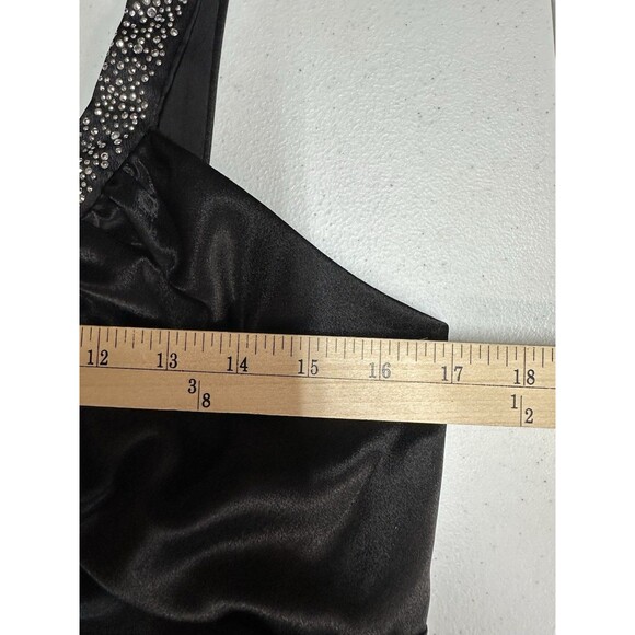 Vintage Betsy & Adam Satin Embellished Top 16 Shell Black Sexy Quiet Luxury USA - Picture 7 of 8